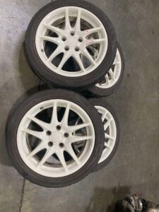 JDM WHEELS JDM HONDA RSX TYPE R , DC5 OEM WHEELS BY ASAHI TEC 17x6JJ 5X114.3 OFFSET 60 GOOD USED TIRES - Image 11