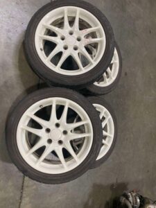 JDM WHEELS JDM HONDA RSX TYPE R , DC5 OEM WHEELS BY ASAHI TEC 17x6JJ 5X114.3 OFFSET 60 GOOD USED TIRES - Image 11