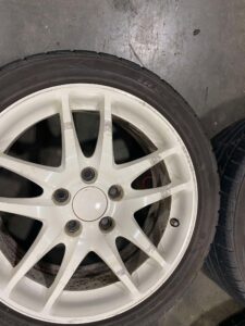 JDM WHEELS JDM HONDA RSX TYPE R , DC5 OEM WHEELS BY ASAHI TEC 17x6JJ 5X114.3 OFFSET 60 GOOD USED TIRES - Image 2