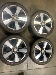 JDM SUBARU OEM WHEELS 2008-2014 STI MODEL GRF 5X114.3, 17X7 JJ OFFSET 48 , BRIDGESTONE USED TIRES