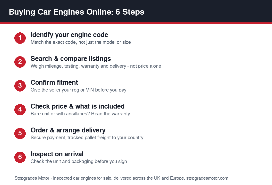 car engines for sale online buying steps in Europe